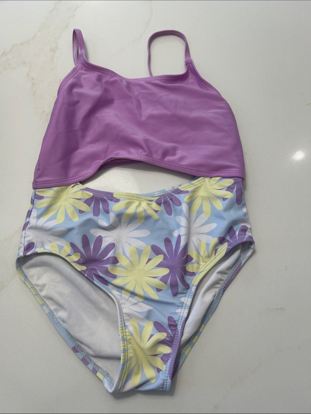 Girls' Purple Floral one-Piece Swim Set